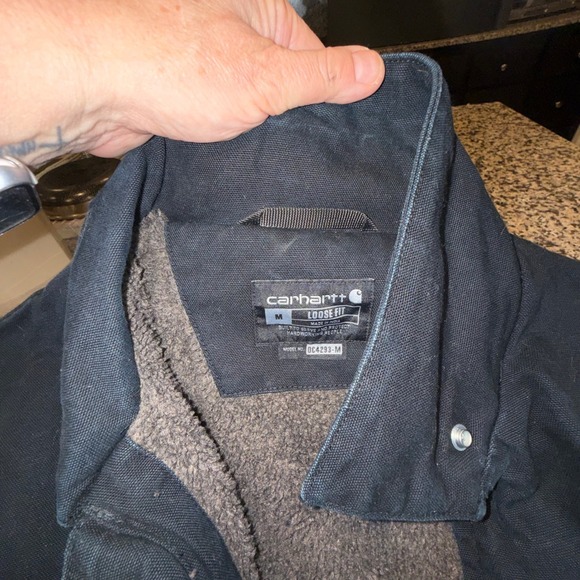 Carhartt Mens Sherpa Lined Washed Duck Ridge Coat Black Loose Fit M OC4293-M - Picture 10 of 11